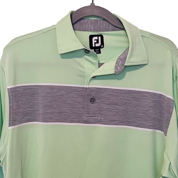 FootJoy FJ Men’s Green and Gray Short Sleeve Polo Golf Shirt Size Medium - Picture 1 of 7